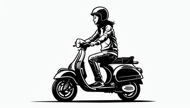 Photo a stylized illustration of a person riding a scooter emphasizing motion and leisure