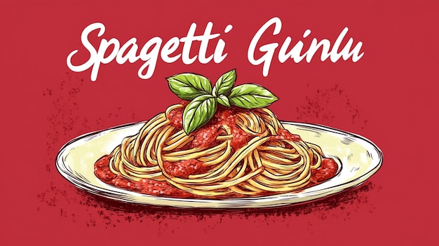 Stylized illustration of a plate of spaghetti