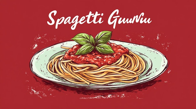 Stylized illustration of a plate of spaghetti