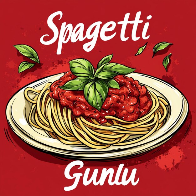 Stylized illustration of a plate of spaghetti