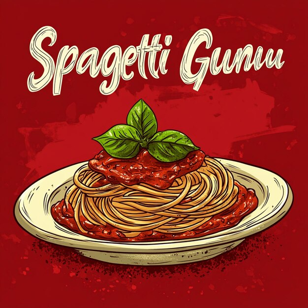 Stylized illustration of a plate of spaghetti