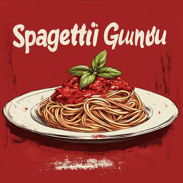 Stylized illustration of a plate of spaghetti