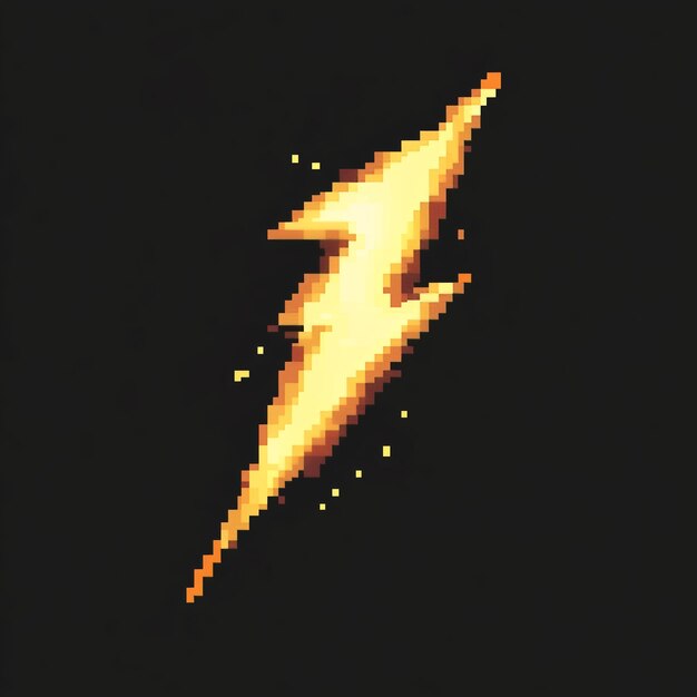 Photo stylized lightning bolt icon in pixel art