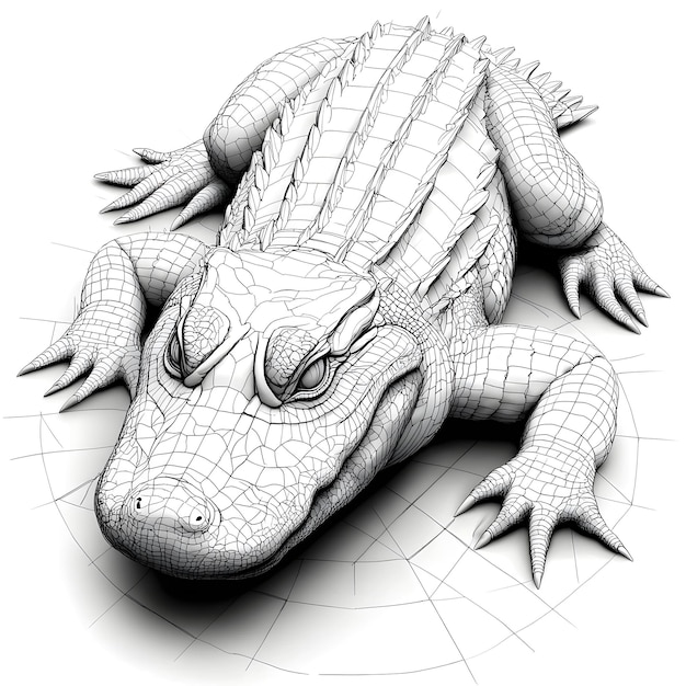 Photo stylized line art alligator for educational coloring and fun