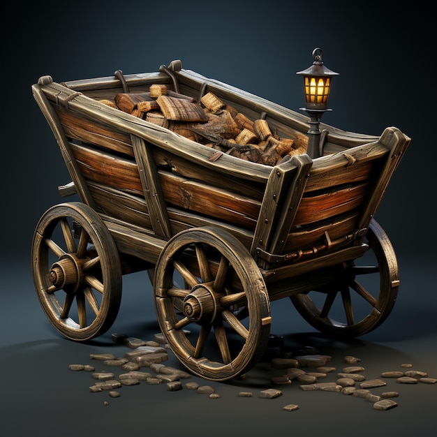 Photo stylized medieval cart