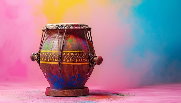 a stylized minimalistic dhol drum used in Holi celebrations