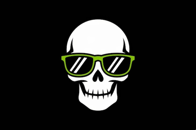 Photo stylized skull green sunglasses black background edgy playful attitude merchandise design youth