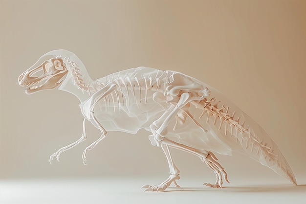 Stylized TRex skeleton art in a beige tone