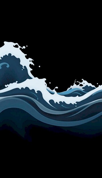 Photo stylized wave crashing white foam dark blue water