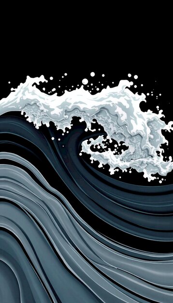 Photo stylized wave crashing white foam dark blue water