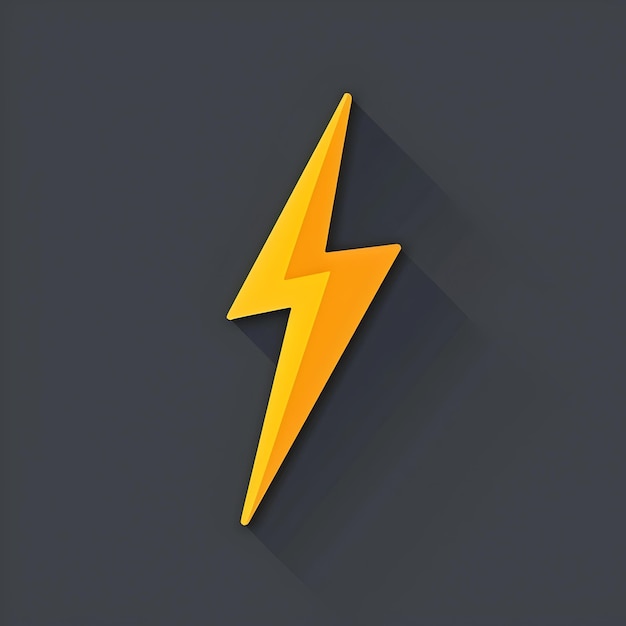 Stylized Yellow Lightning Bolt Icon on Dark Gray Background for UI Design