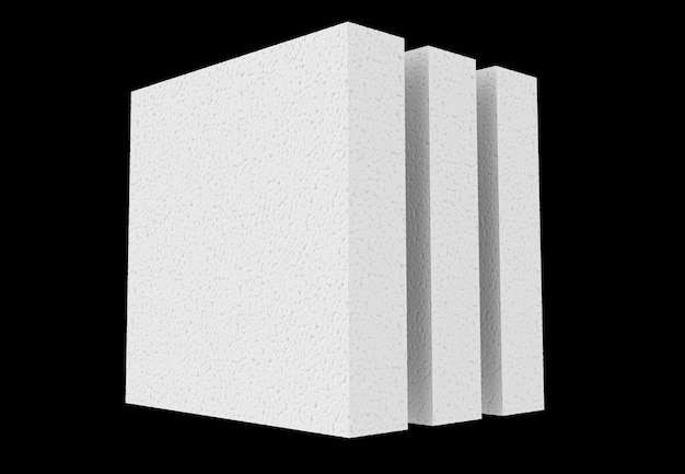 Styrofoam Sheats Stacked on white backkground - 3d illustration