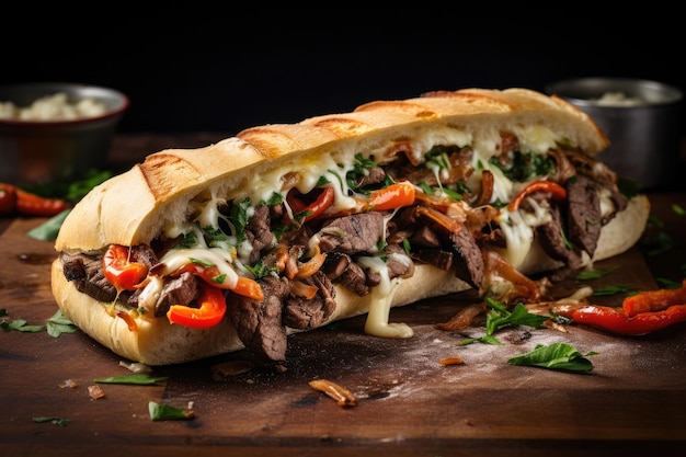 Sub with steak and cheese