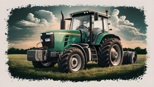 Photo sublimated clipart and vector style farm tractor renderings