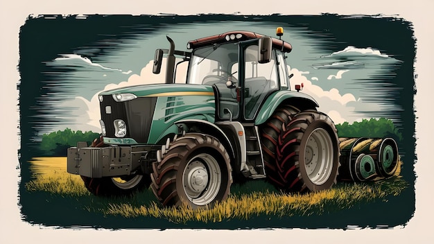 Sublimated Clipart and Vector Style Farm Tractor Renderings