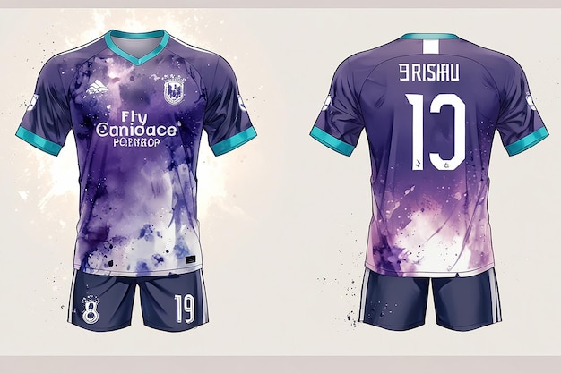 Photo sublimation jersey design soccer sports jersey template sports jersey design watercolor background