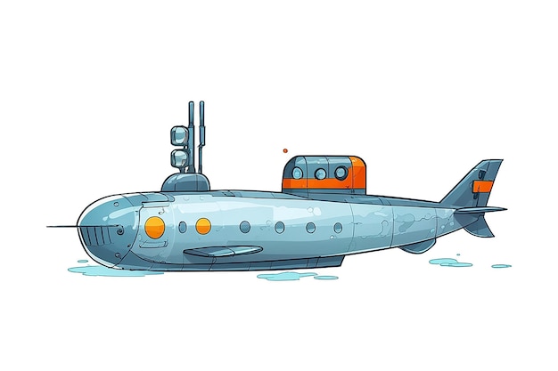 Photo submarine cartoon with white background