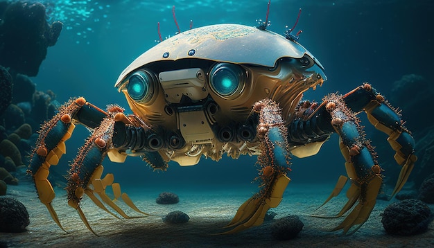 Submarine crab robot digital art illustration Generative AI