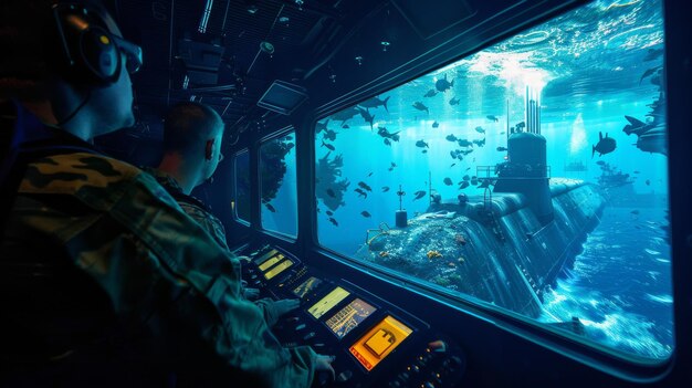 Photo submarines operate under the deep blue sea