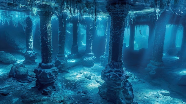 Photo submerged city a mystical underwater city