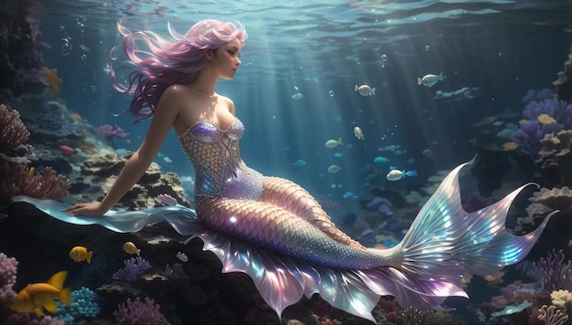 Submerged Splendor Mermaid with Shining Scales