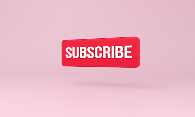 Subscribe icon on minimal pink background 3d rendering