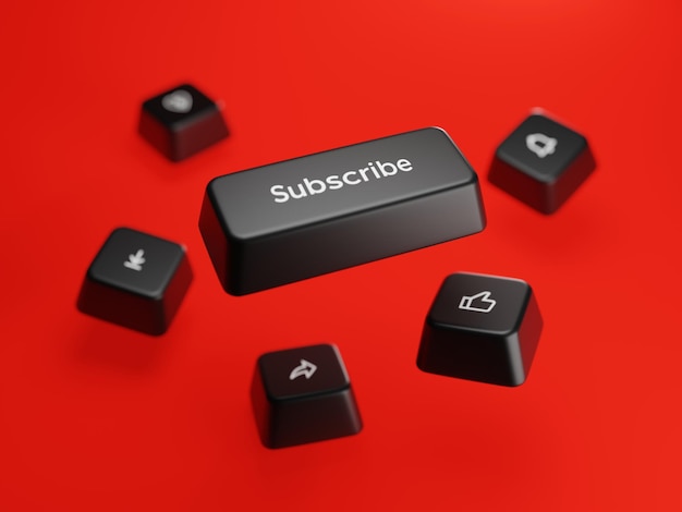 Subscribe keyboard key 3d rendersubscribe keyboard key 3d render illustration