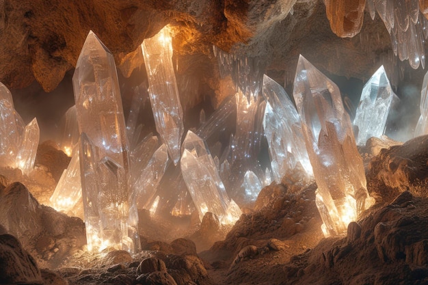 Subterranean crystal cavernsadorned with sparkling crystals