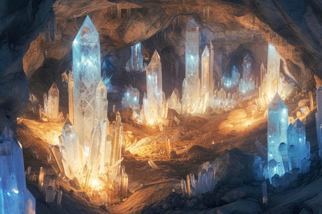 Subterranean crystal cavernsadorned with sparkling crystals