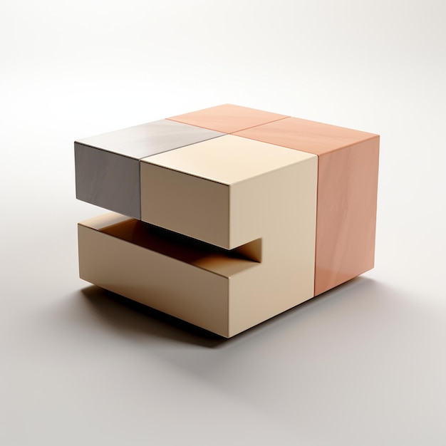 Subtle Earthy Tones 3d Rendering Of Colorful Blocks In Bentwood Box