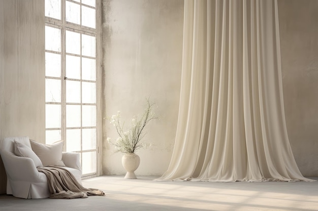 Subtle Elegance Curtain's Embrace in Gentle Beige