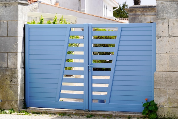 Suburb portal home grey high double door house gate access garden