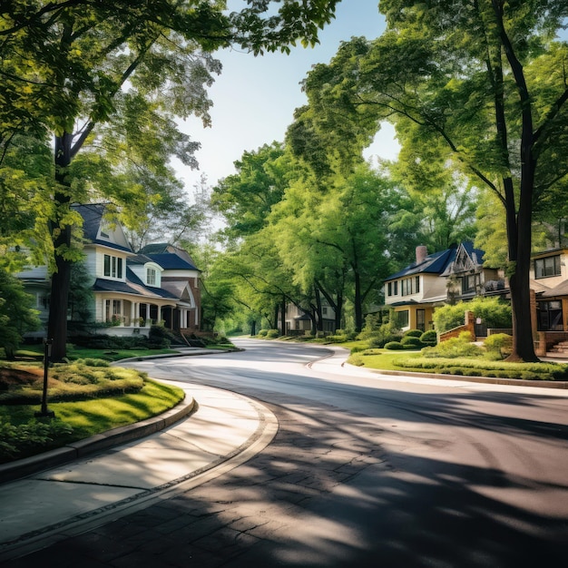 Photo suburban area street outdoors nature