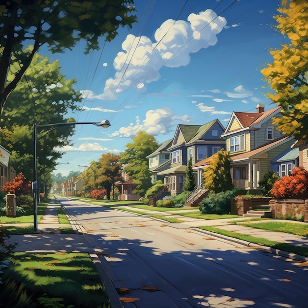 Suburban area street road city