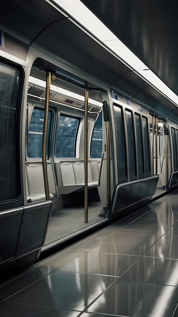 Subway car empty interior 3d rendering