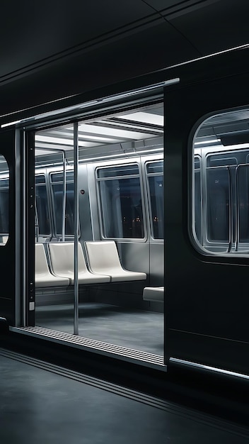 Subway car empty interior 3d rendering