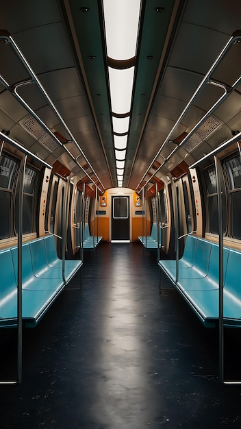 Subway car empty interior 3d rendering