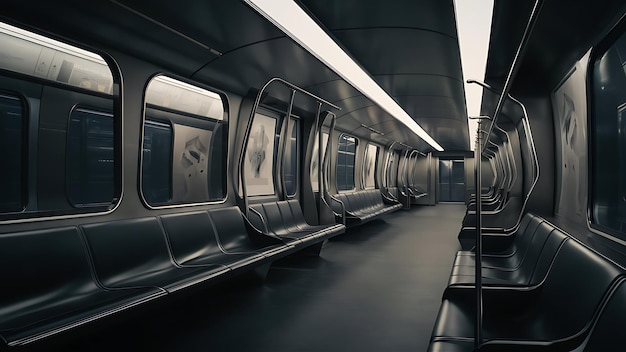 Subway car empty interior 3d rendering