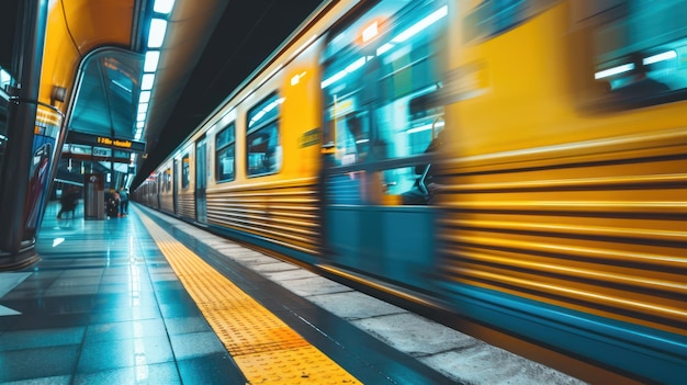 Photo subway train motion blur