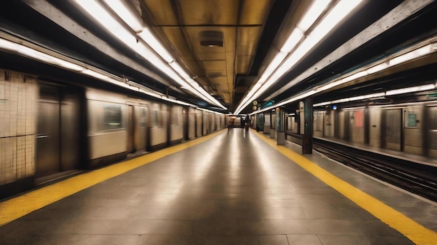 Subway undergraound blurred motion unfocused background metro station terminal defocused background