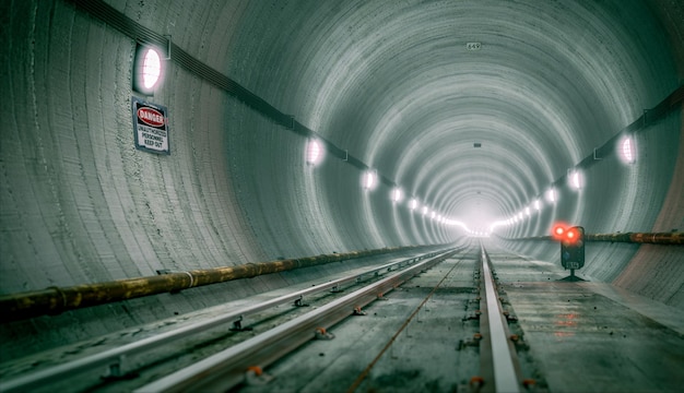 Subway underground tunnel with light