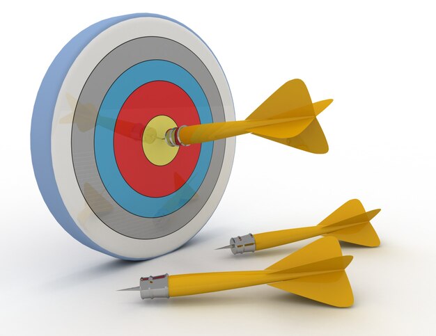 Success concept. darts and target. 3d rendered illustration