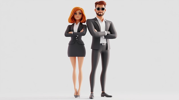 Photo successful 3d business couple