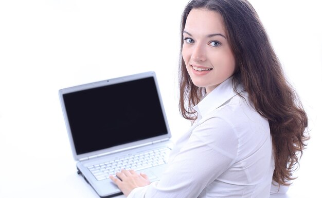 Successful business woman sitting at a desk