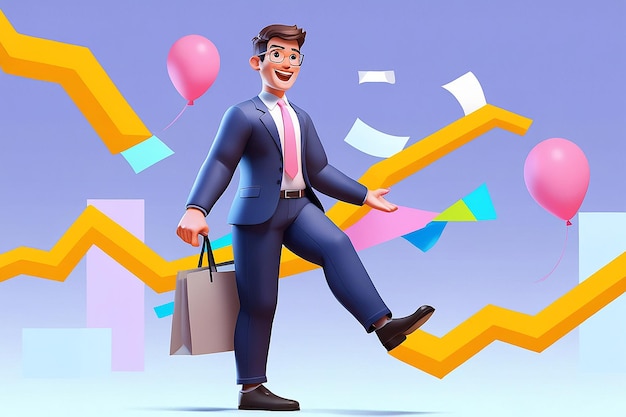 Photo successful businessman 3d illustration