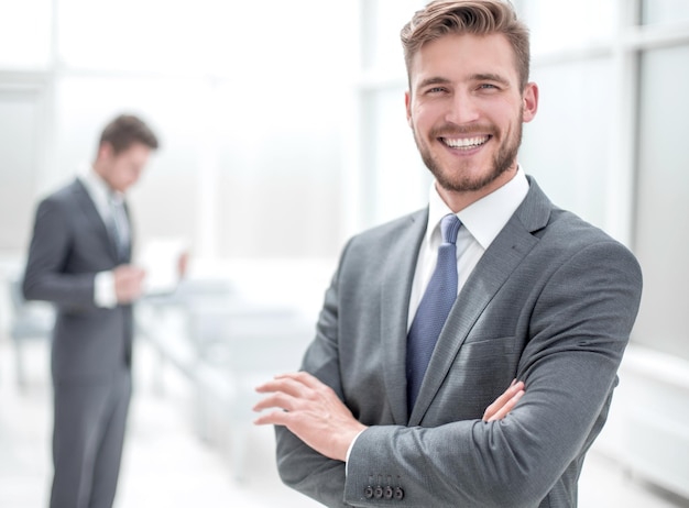 Successful businessman on the background of the officebusiness people