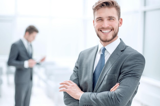 Successful businessman on the background of the officebusiness people