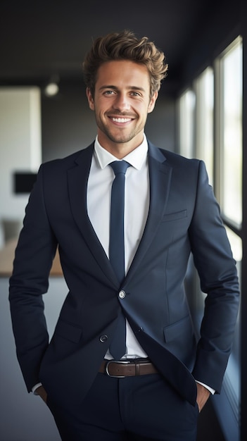 successful and handsome businessman in the office