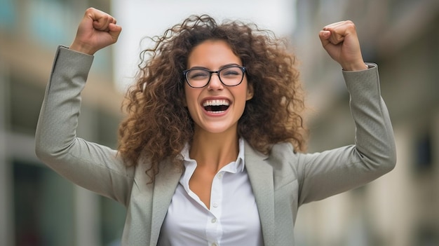 Successful image of a stunning businesswoman grinning and Generative AI