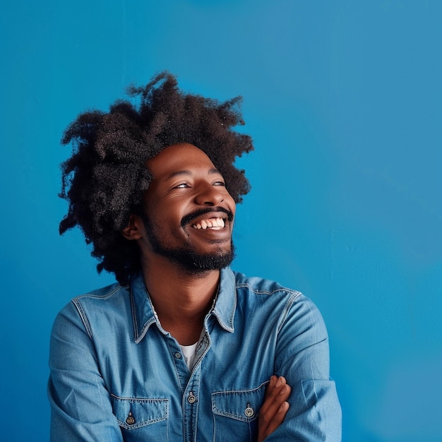 A successful man on a blue background